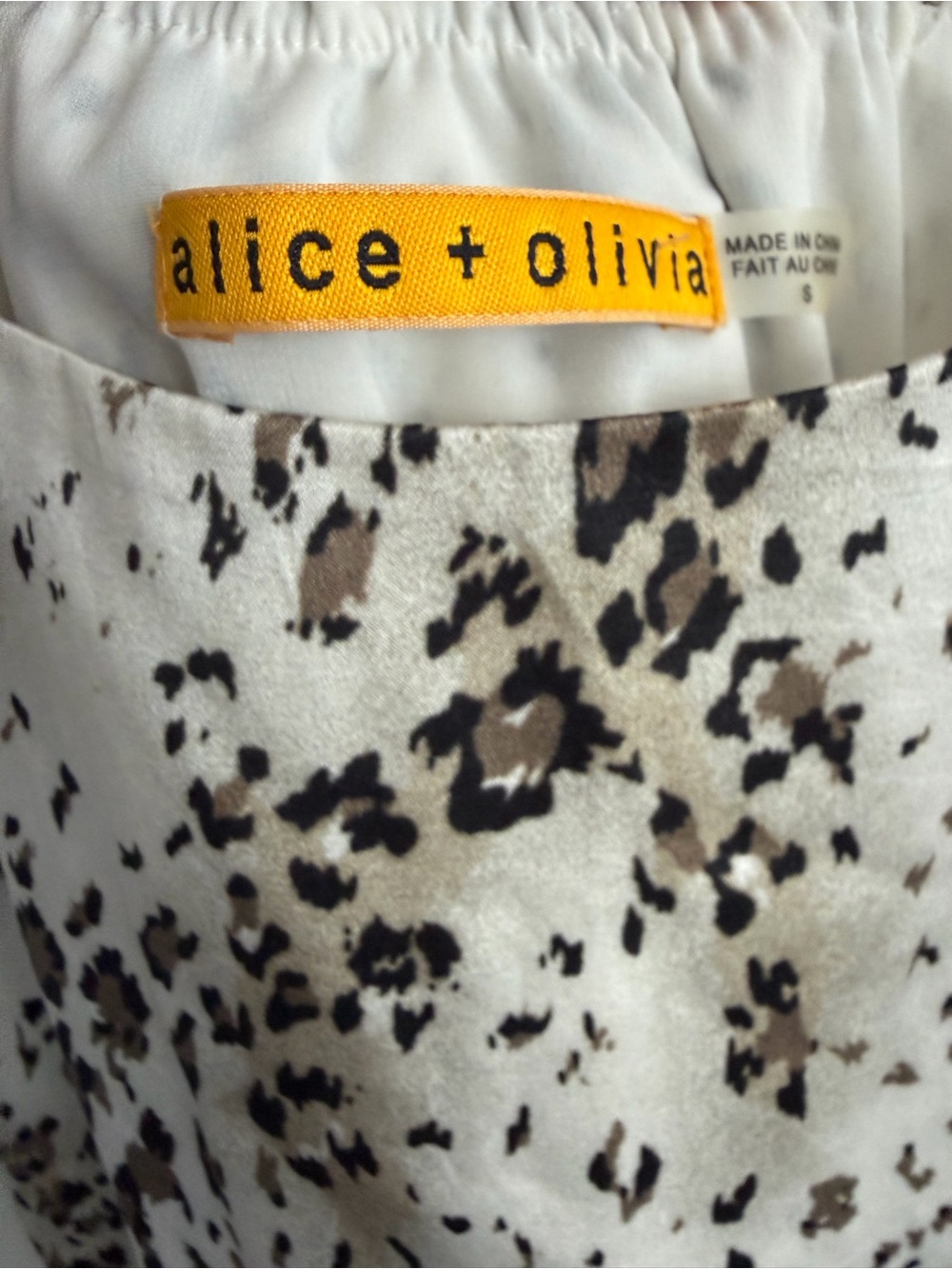 ALICE + OLIVIA Slip Dress Safari Print Silk Cream Tan Mini Women’s Size small - Picture 7 of 10